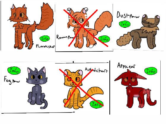 Warrior cats adoptables!