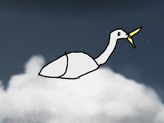 Cute duck bouncing. On a cloud.