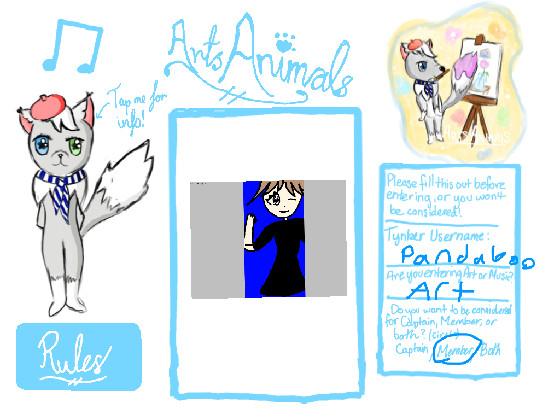 arts animal sign up