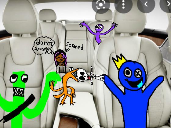 rainbow friends in the car