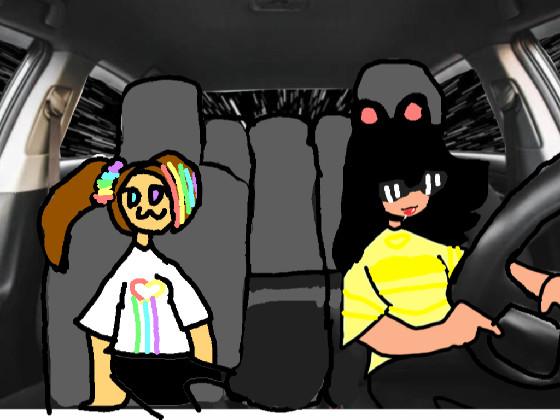 me and my friend driving