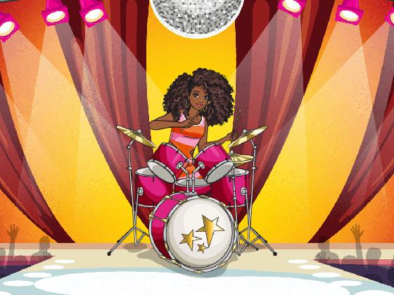 Barbie playing the drums!