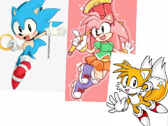 sonic tails and amy 🩵🩵💙💙💛💛🧡🧡🩷🩷🧋