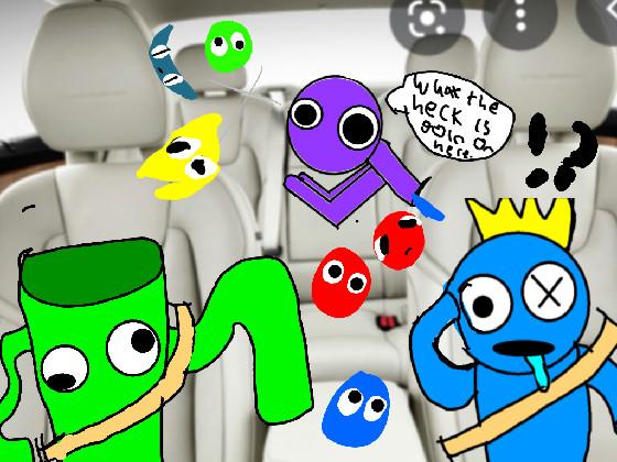 Rainbow freinds in a car 1