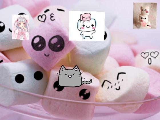 cute marshmellow and cat