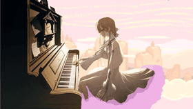 Anime girl playing piano