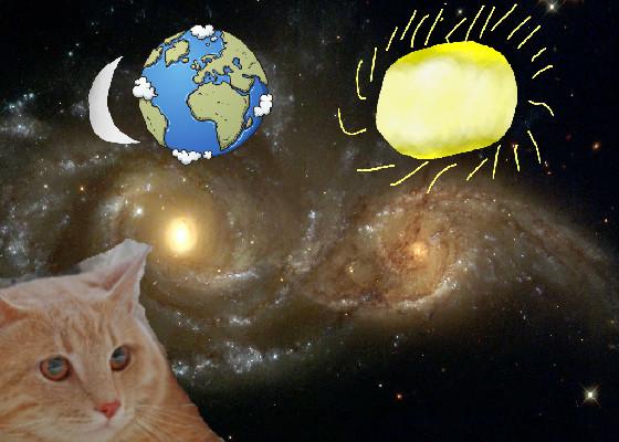 realistic cat in space