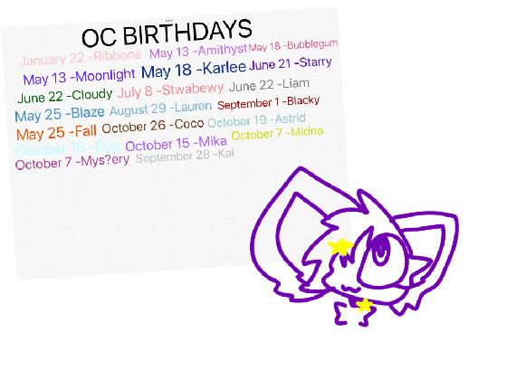 Oc birthdays!