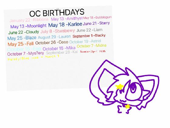 re:Oc birthdays! 1