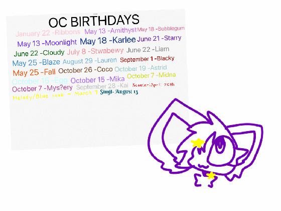 re:Oc birthdays! 1 1