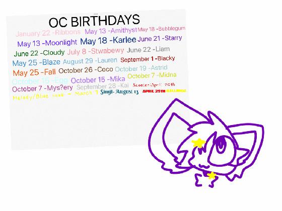 re:Oc birthdays! 1 1 1