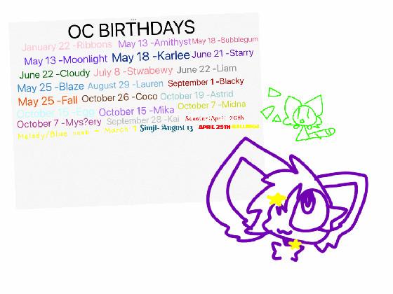 re:re:Oc birthdays!