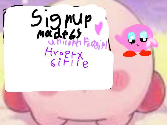 Kirby fan club sign-up 1