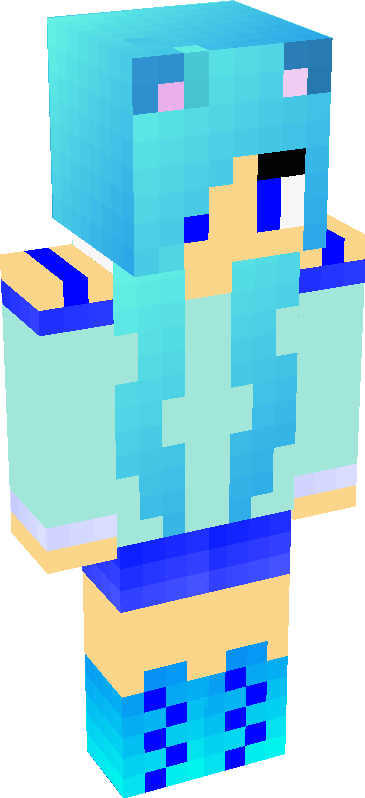 Herobrine Girl with Hood and Blue Hair Fox Minecraft Skin